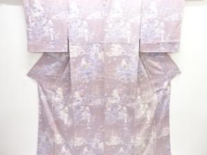 家屋に草花模様一つ紋付け下げ小紋着物